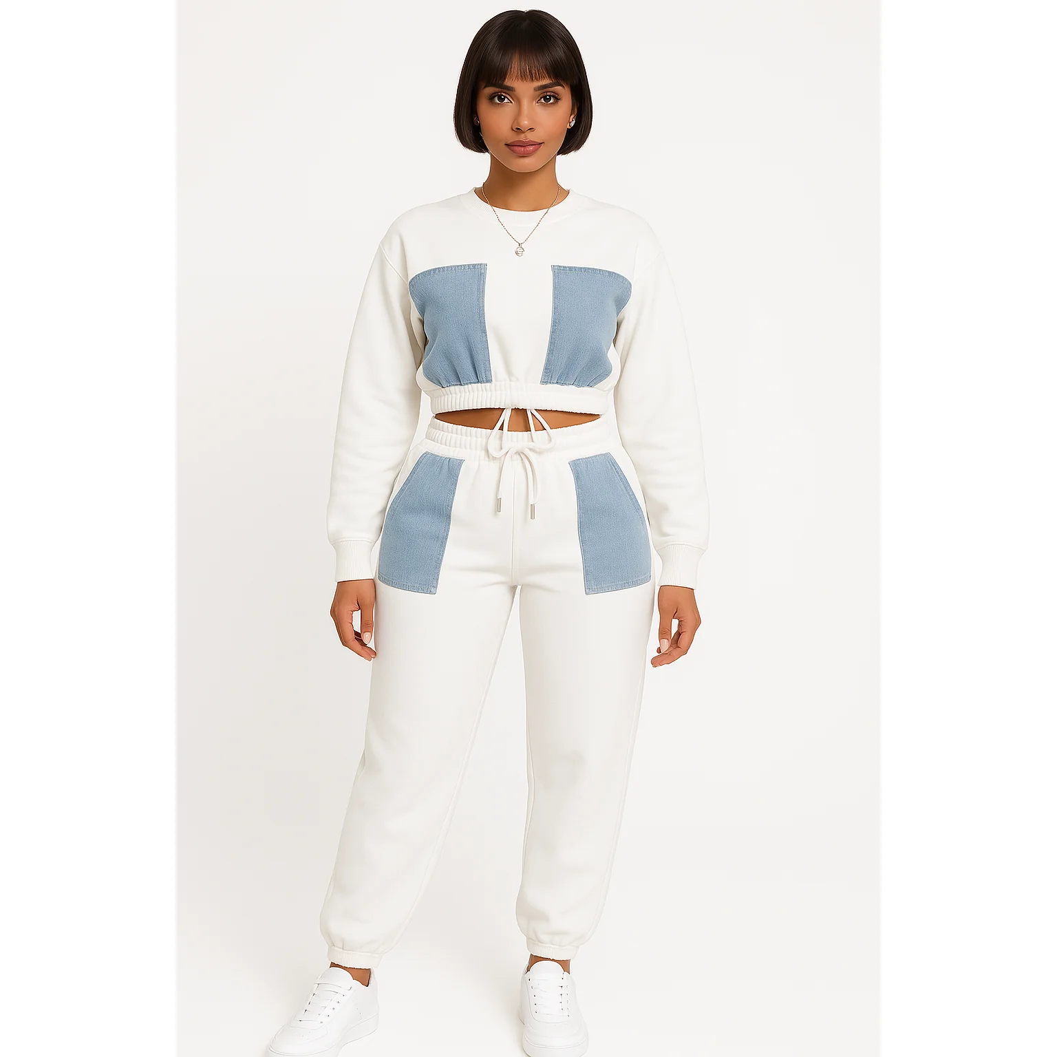 2 Piece Color block Jogger Drawstring Set - Image 2