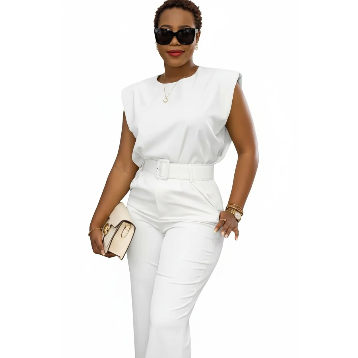 Sleeveless Round Neck Top & Trousers set. - Image 3