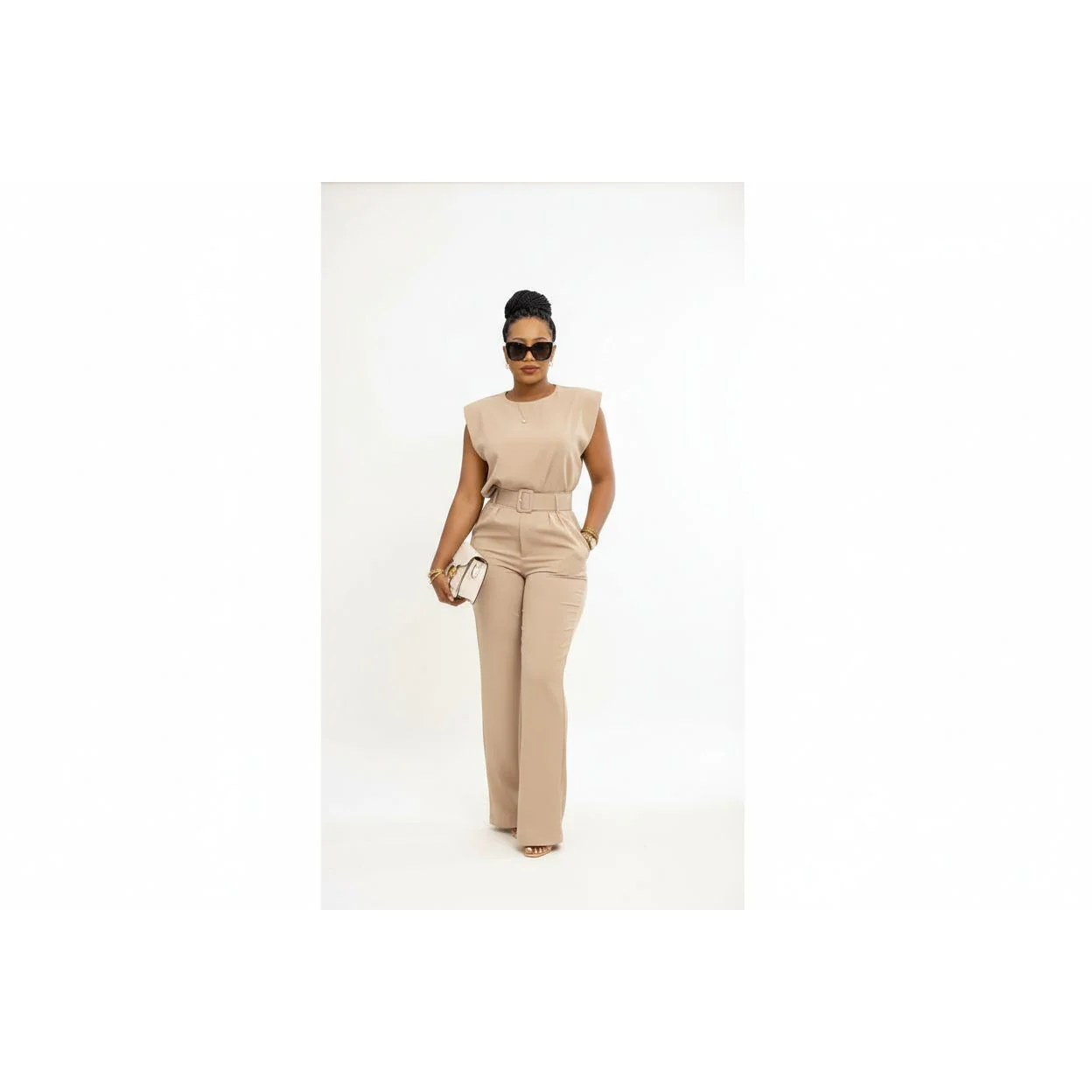 Sleeveless Round Neck Top & Trousers set. - Image 5