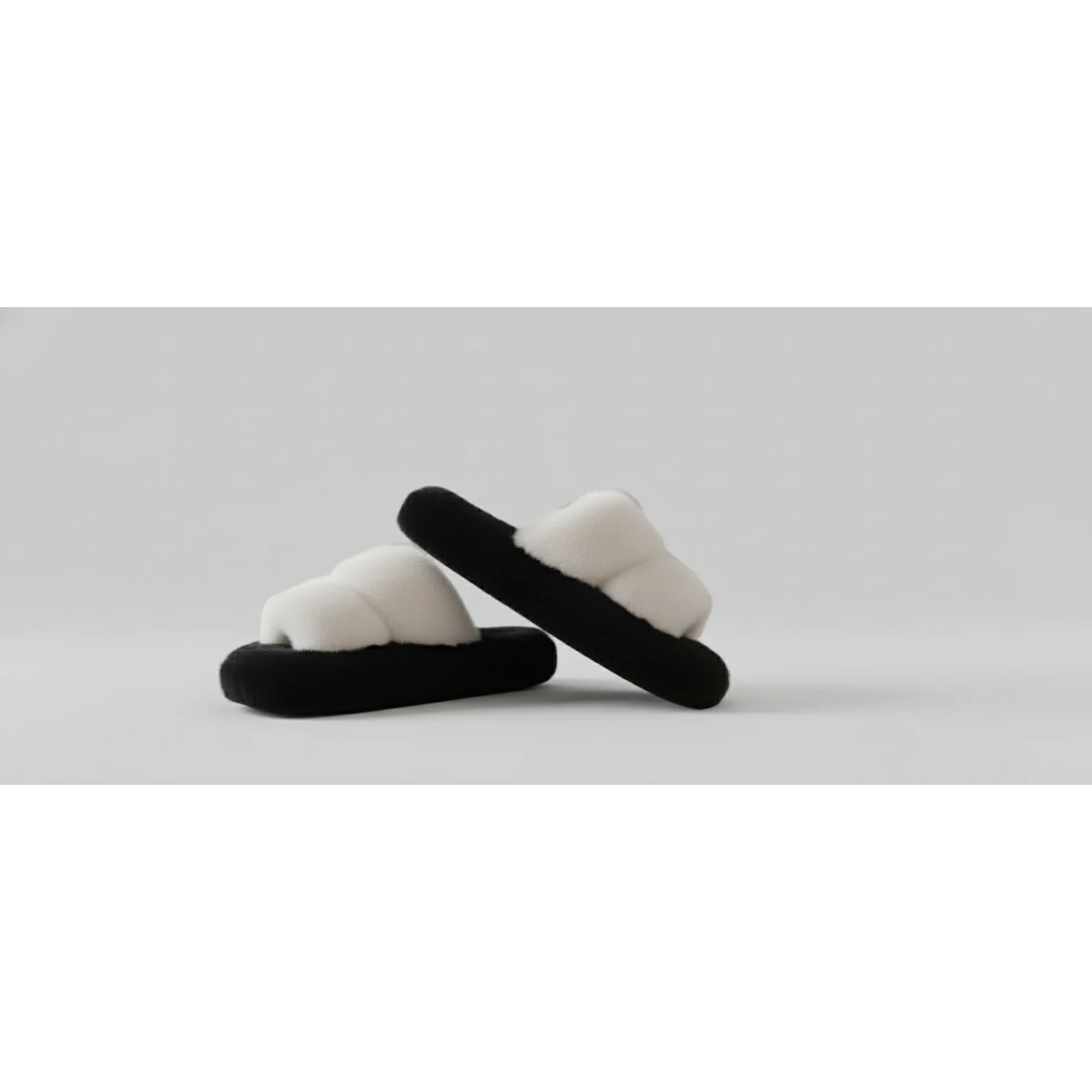 2 Tones Color Minimalist Fluffy Slippers - Image 6