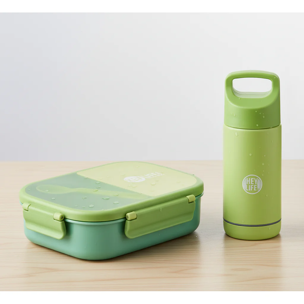 3 Grid Lunchbox With Bottle - Image 3