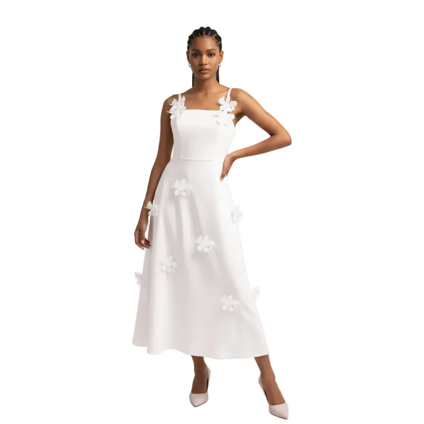 3D Flower Sleeveless Sling Dress - Image 3
