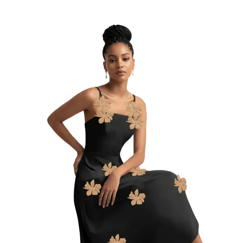 3D Flower Sleeveless Sling Dress - Image 4