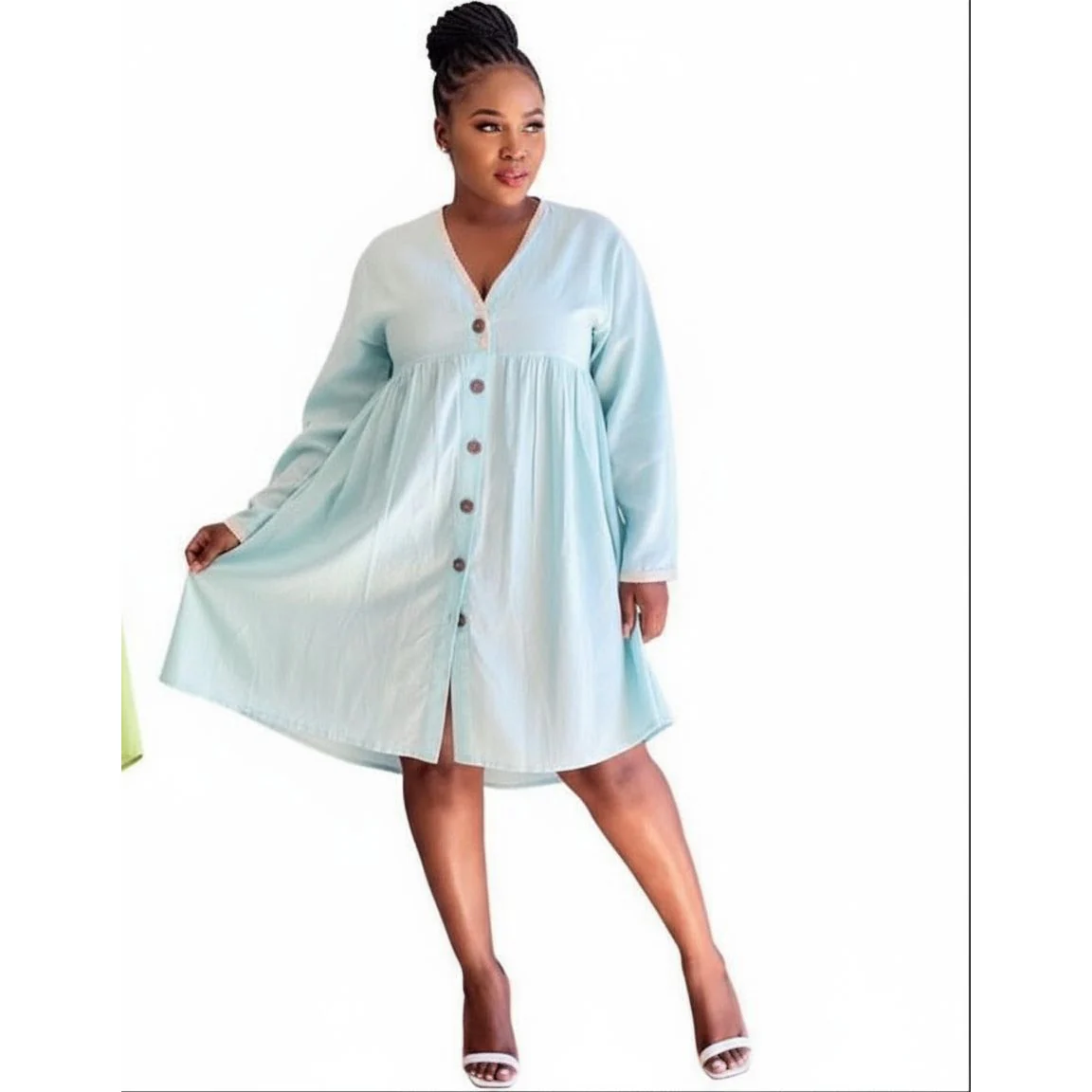 V-Neck Midi Bubble Dress - Image 6