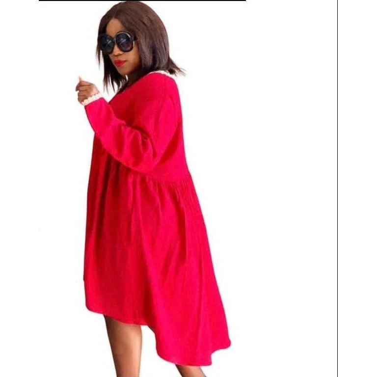 V-Neck Midi Bubble Dress - Image 7