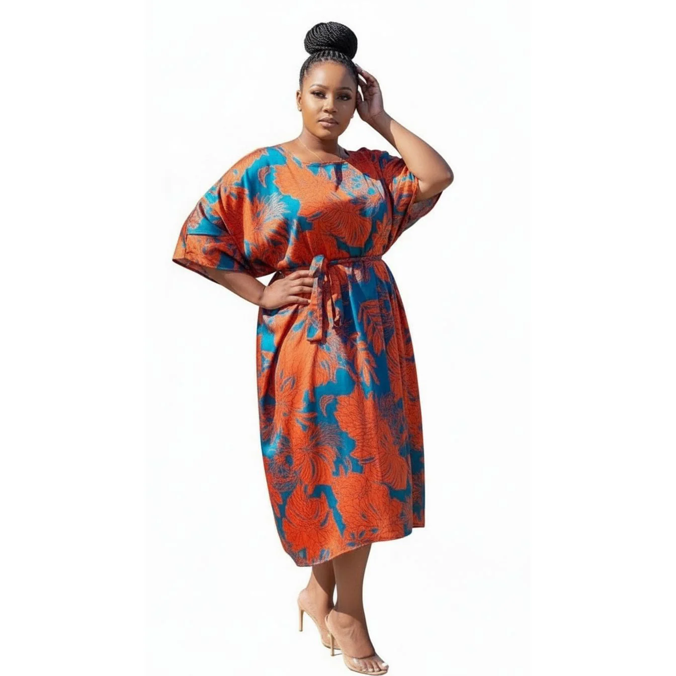Round Neck High waisted Dress