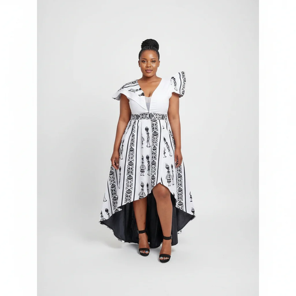 High waisted Slit African Dress