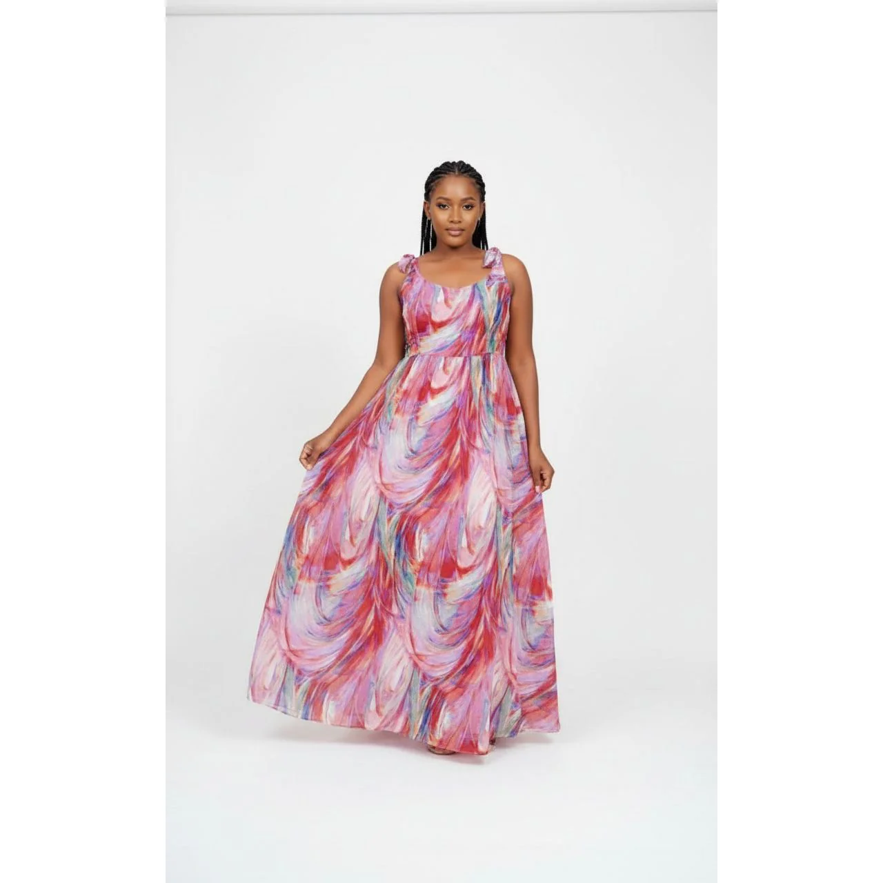 Round Neck Short Sleeve Floral Dress - Image 2