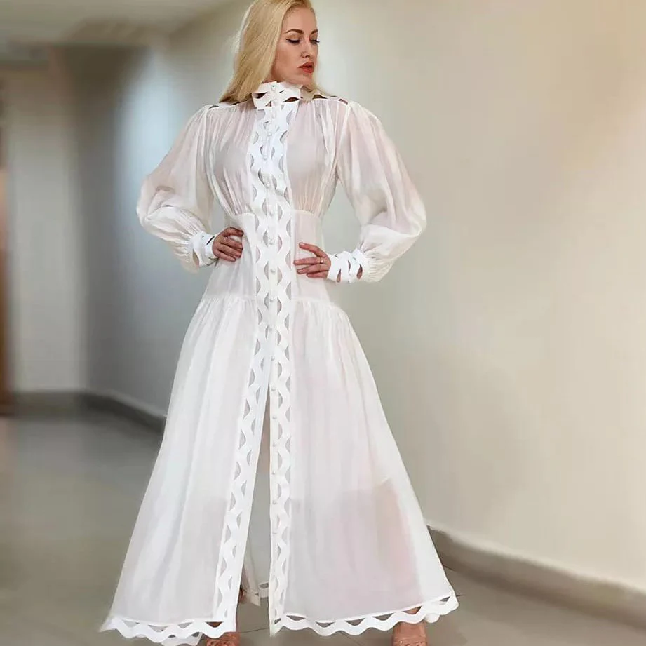 Retro Lantern Long Sleeve Dress - Image 2