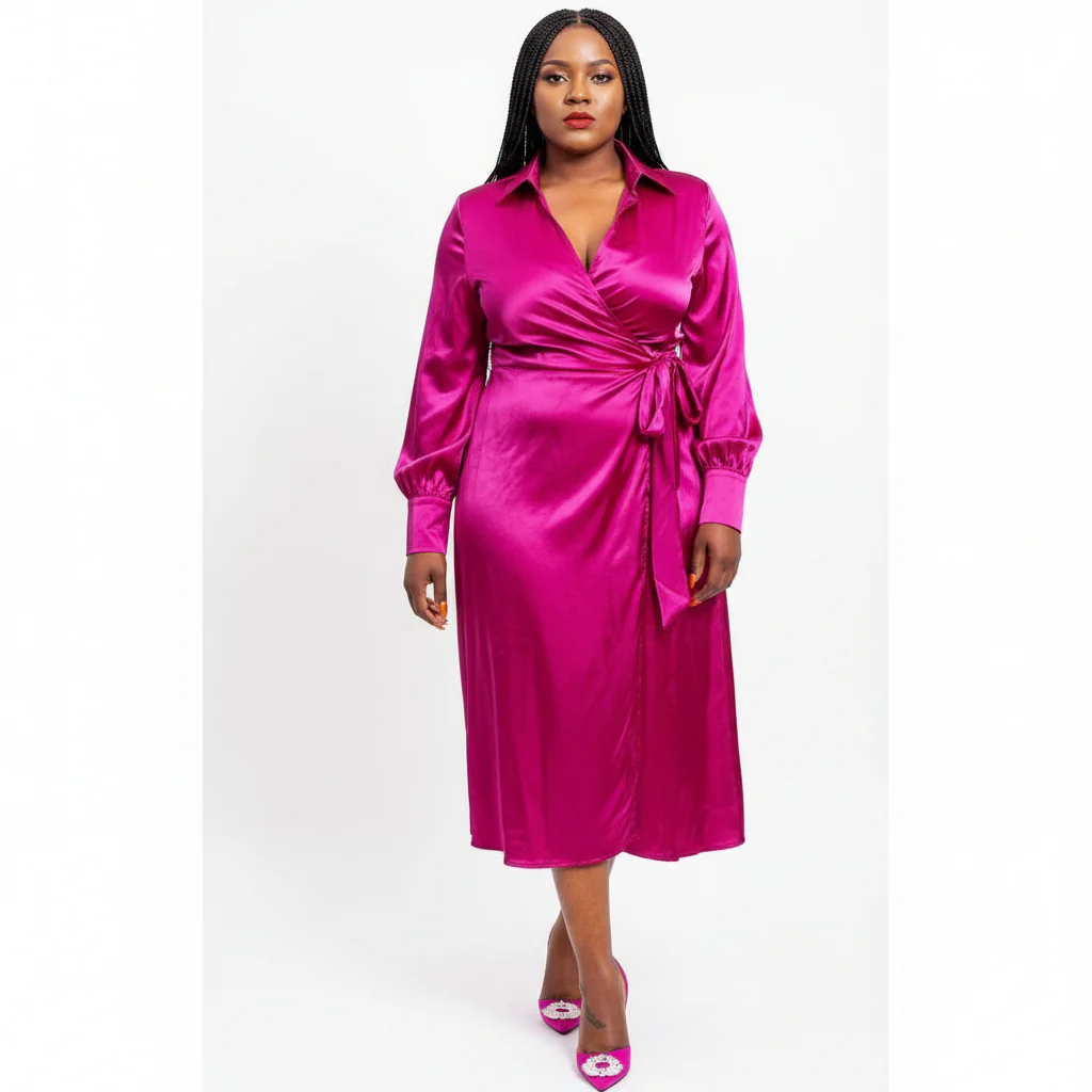 Split High Waisted Long Sleeve Dress - Image 3