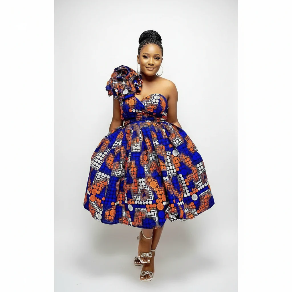 High Waisted Sleeveless Ankara Dress