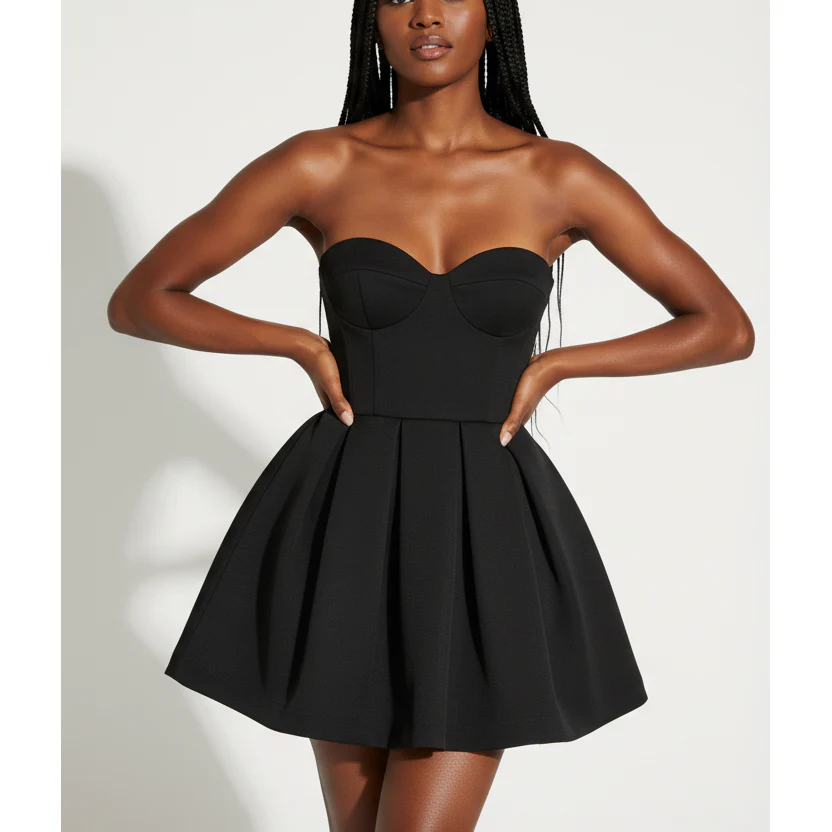 A-Line Short Satin Wedding Dress. - Image 3