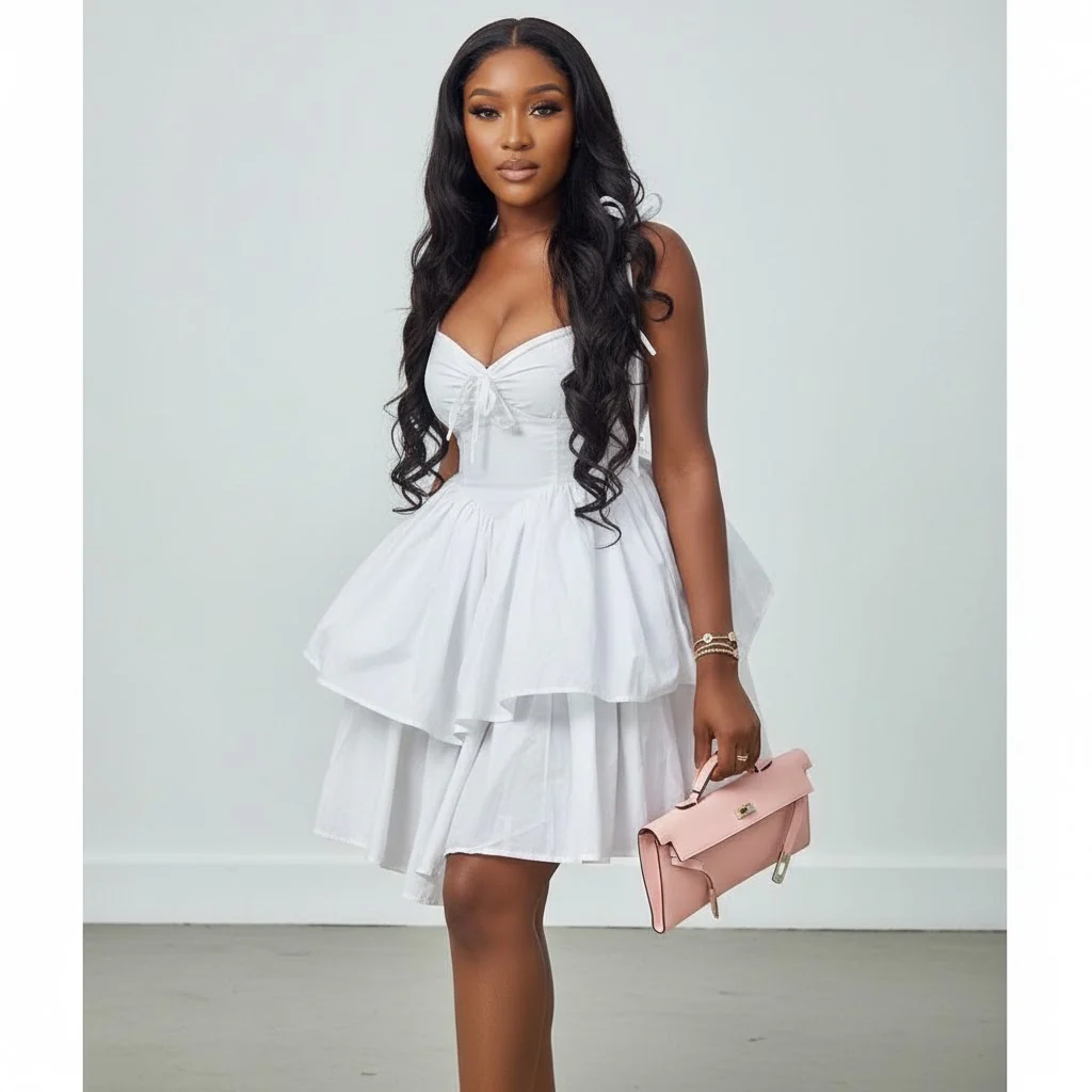 A Short Tiered Dress With Thin Straps - Image 2