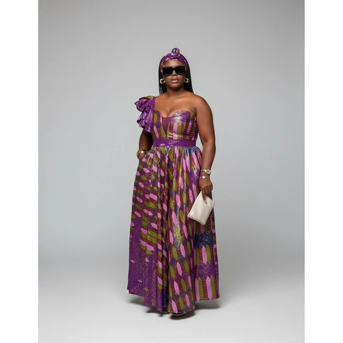 African Colourful Print Maxi Dress - Image 2