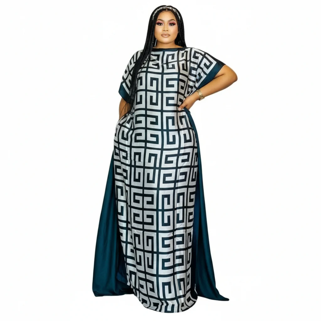 African Dashiki Abaya Print Design Loose Long Dress - Image 2