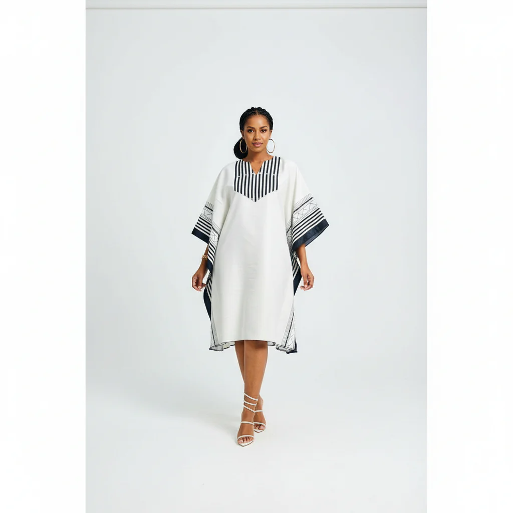 African Kaftan Striped Print Style Elegant Dress - Image 3
