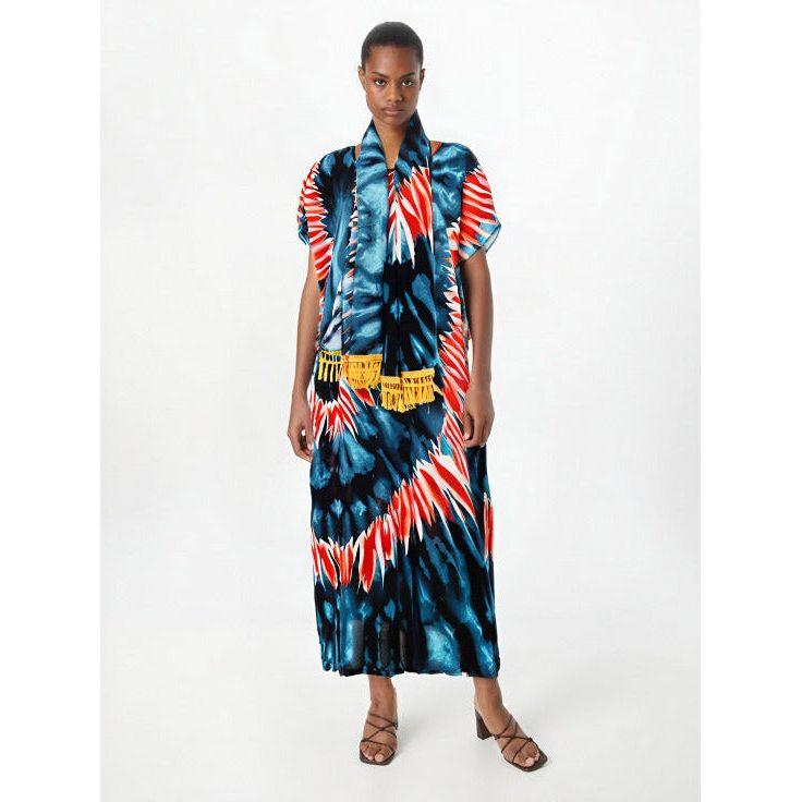 Short Sleeve Abaya Dashiki Floral Caftan Dress - Image 3