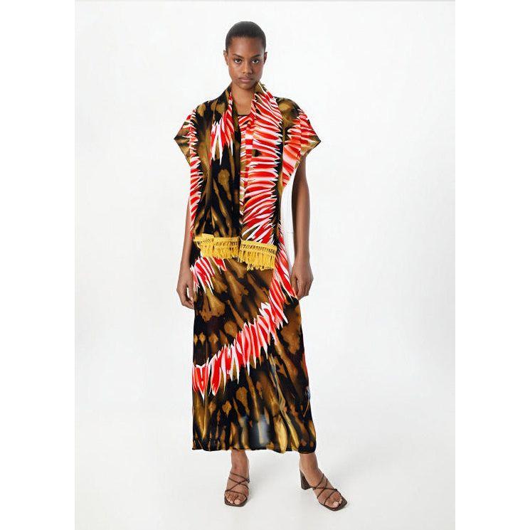 Short Sleeve Abaya Dashiki Floral Caftan Dress - Image 4