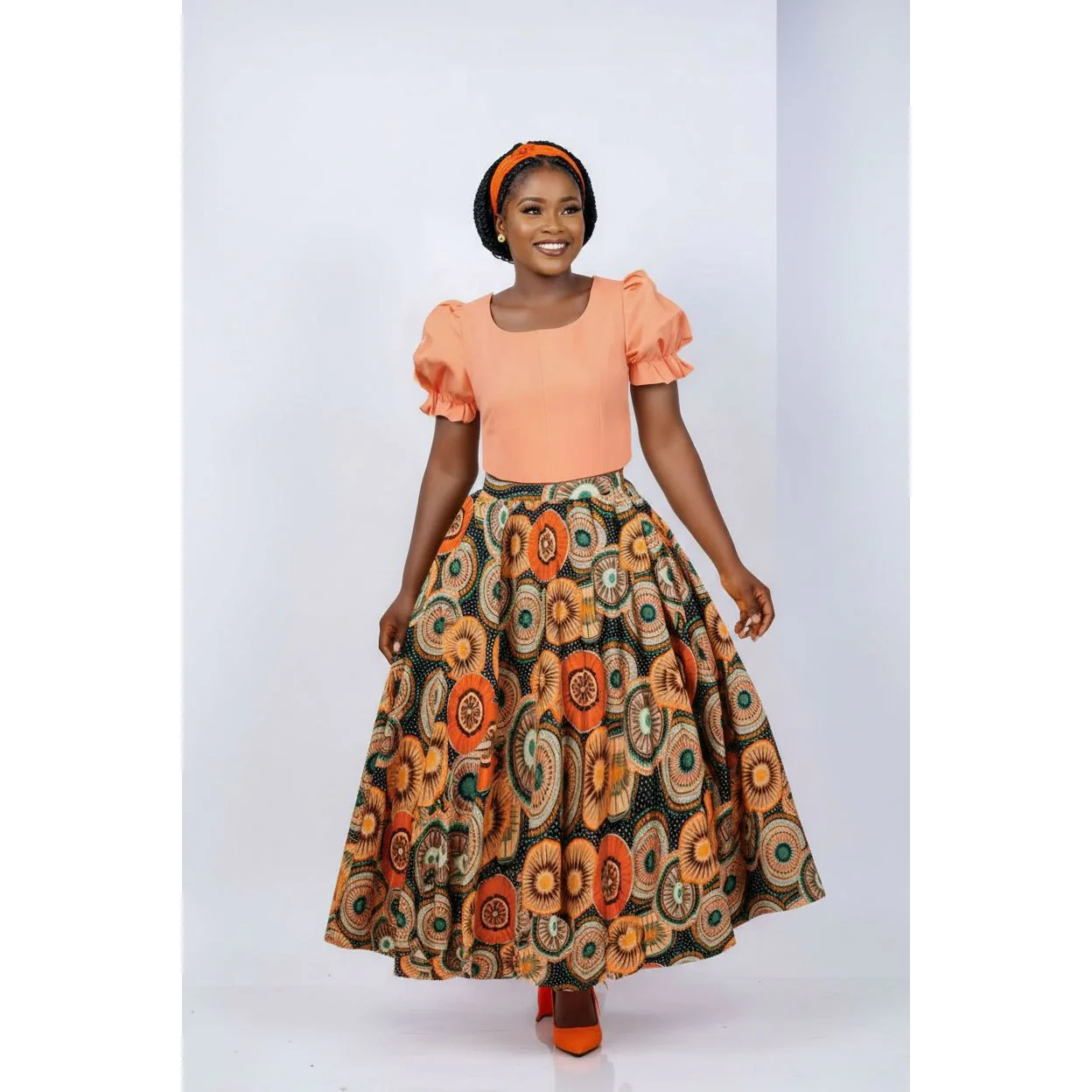 African Print Ankara Pleated Skirt And Top Set - Image 2