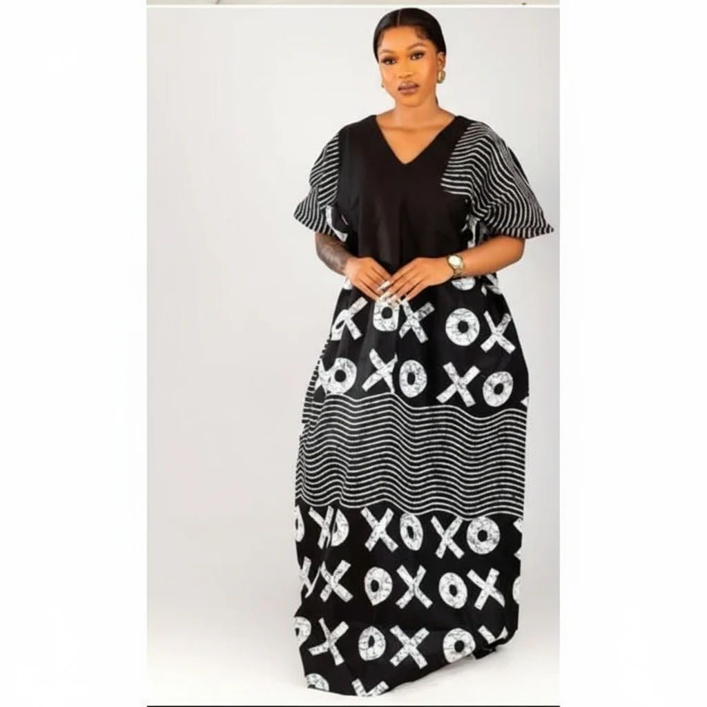 African Print Boubou Maxi Dress - Image 3