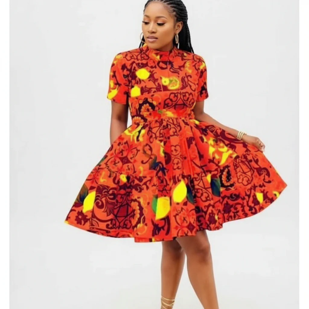 African Print Floral Dress - Image 2