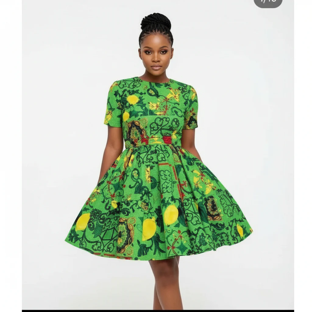 African Print Floral Dress - Image 4