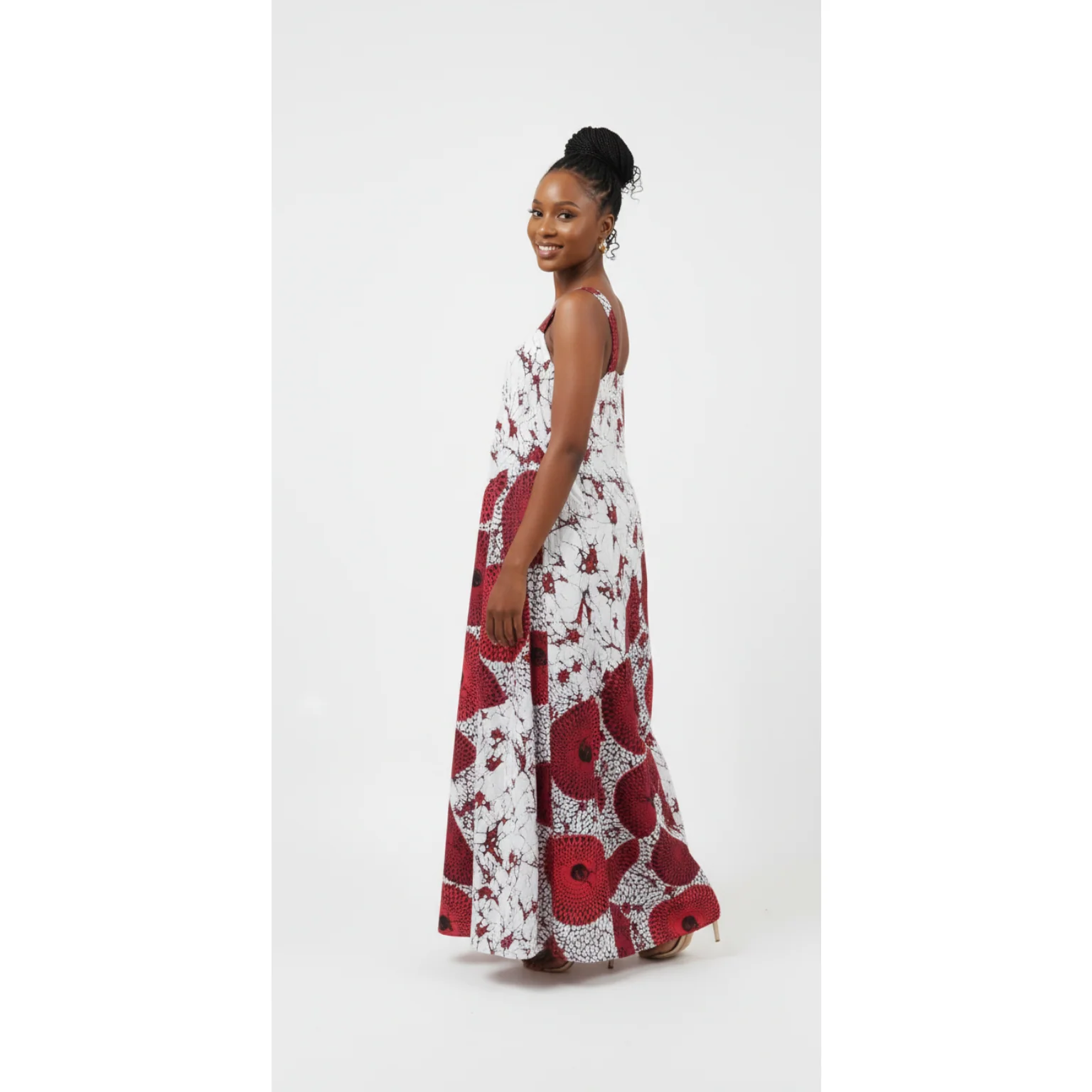African Print Sleeveless Flare Long Maxi Dress - Image 2