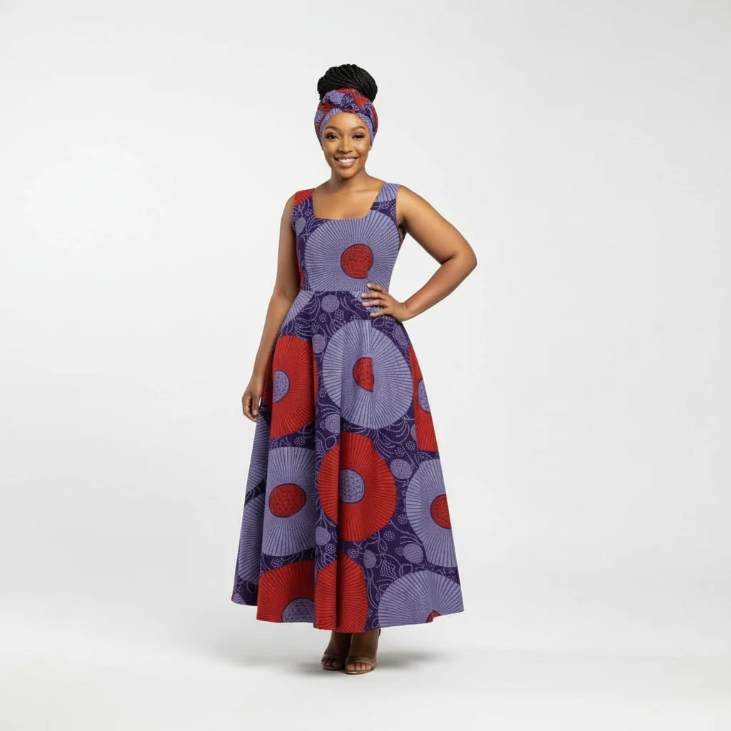 African Print Traditional Fashion Maxi Dress - Image 2