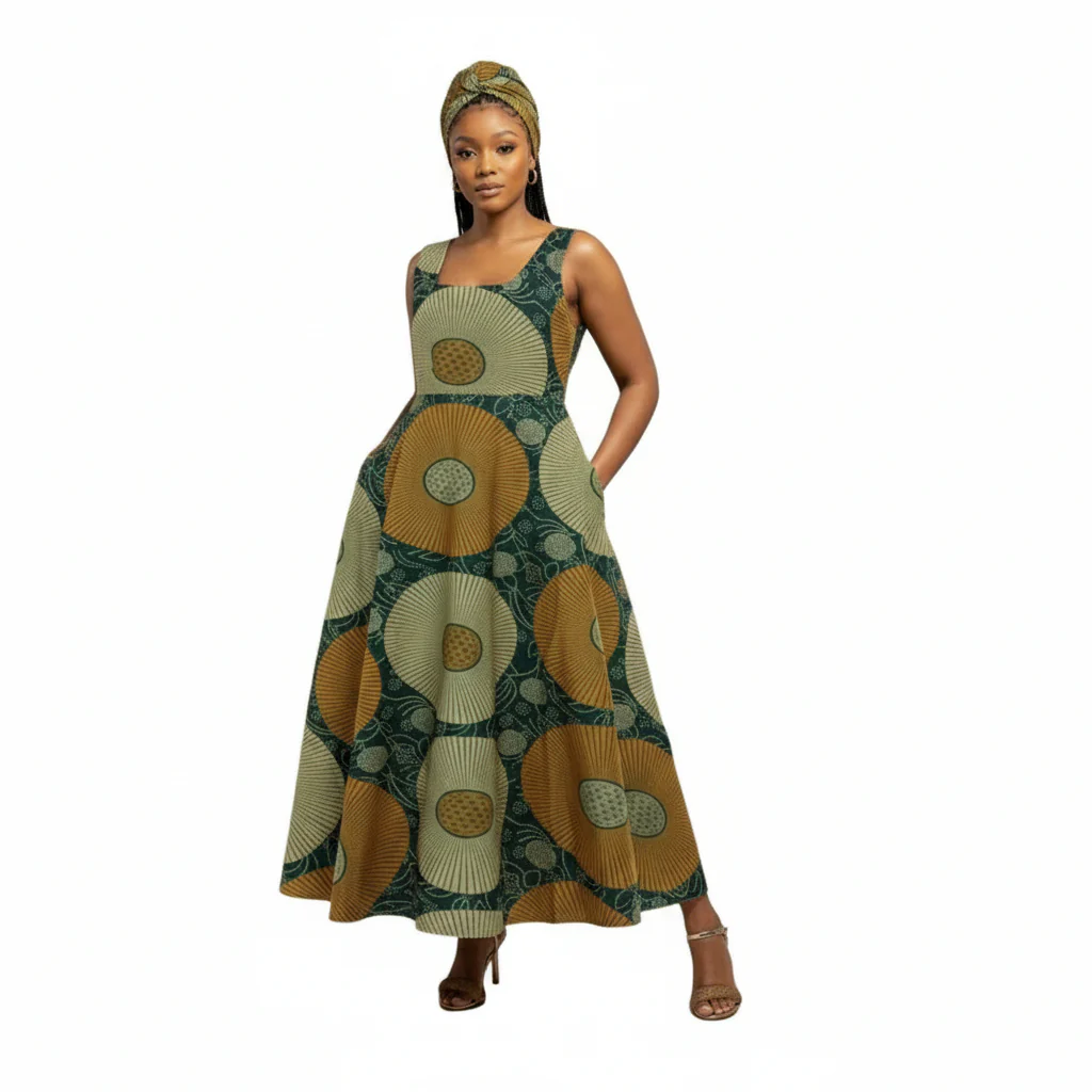 African Print Traditional Fashion Maxi Dress - Image 3