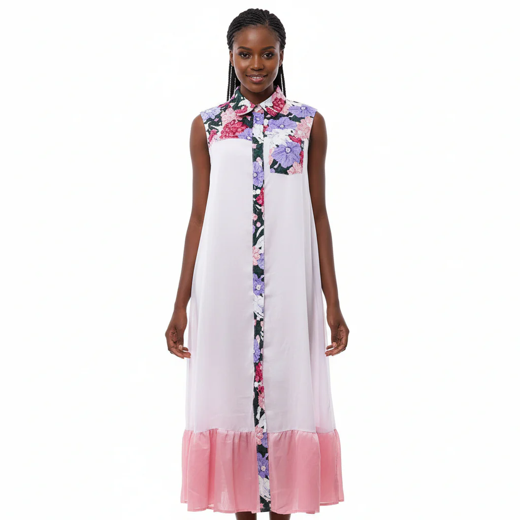 African Sleeveless Printing Polyester Long Dress. - Image 2