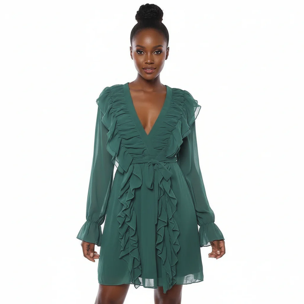 All Over Ruffle Mini Dress - Image 5