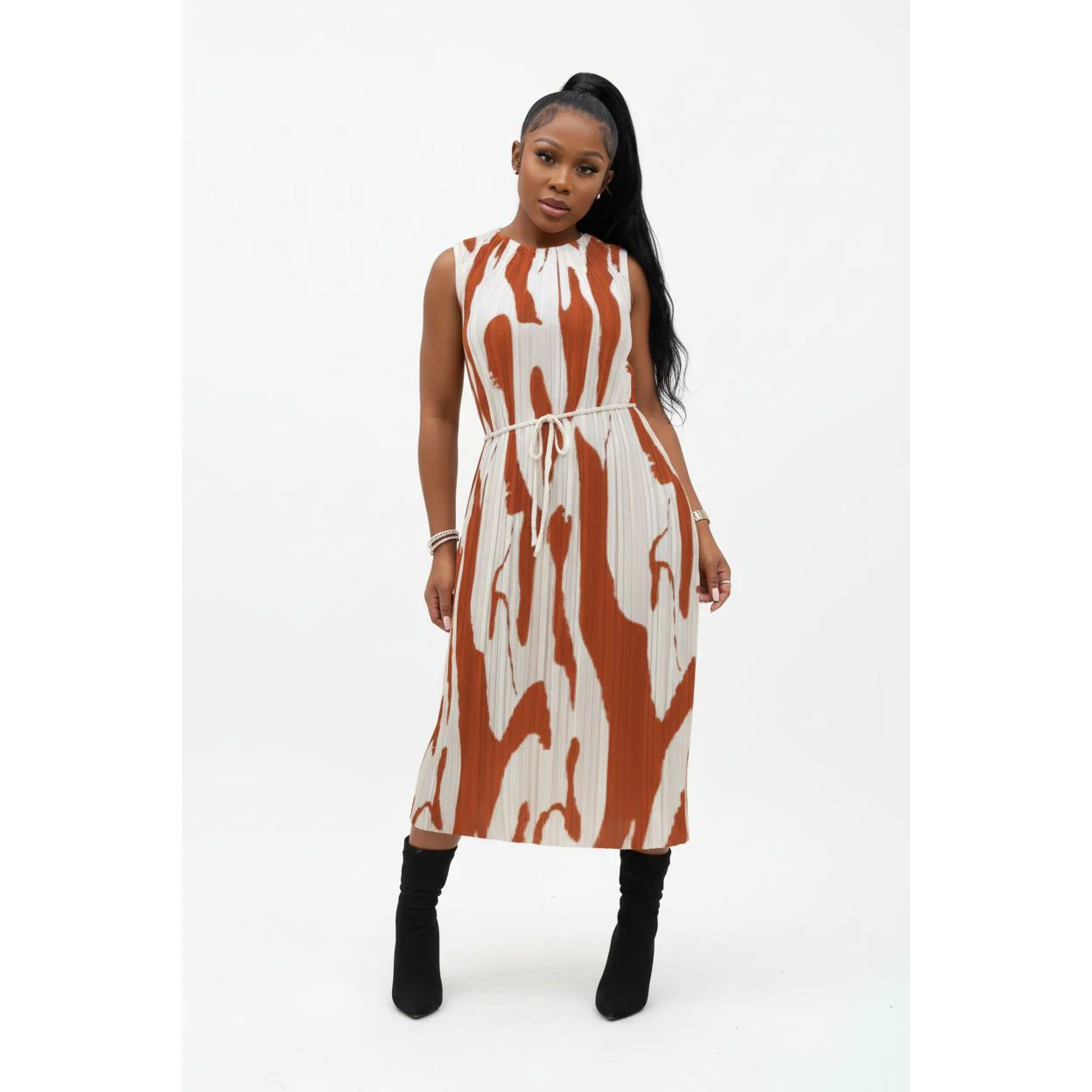 Allover Printed Sexy Midi Dress - Image 4