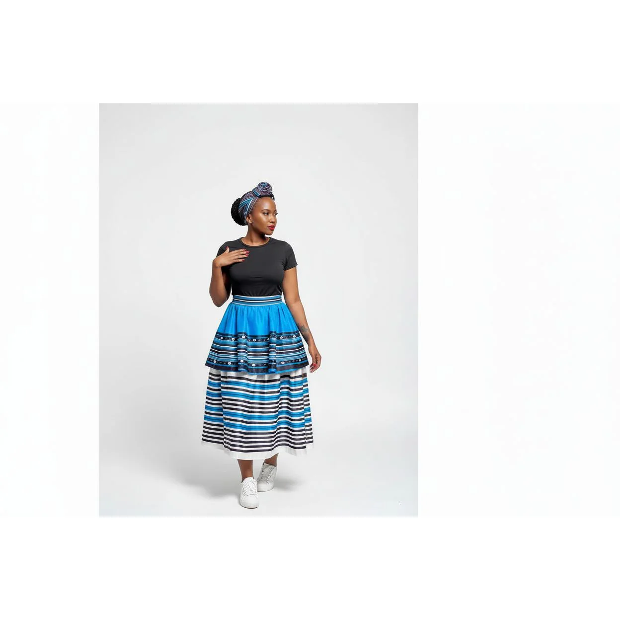 Ankara Pleated African 2 Piece Skirt. - Image 2