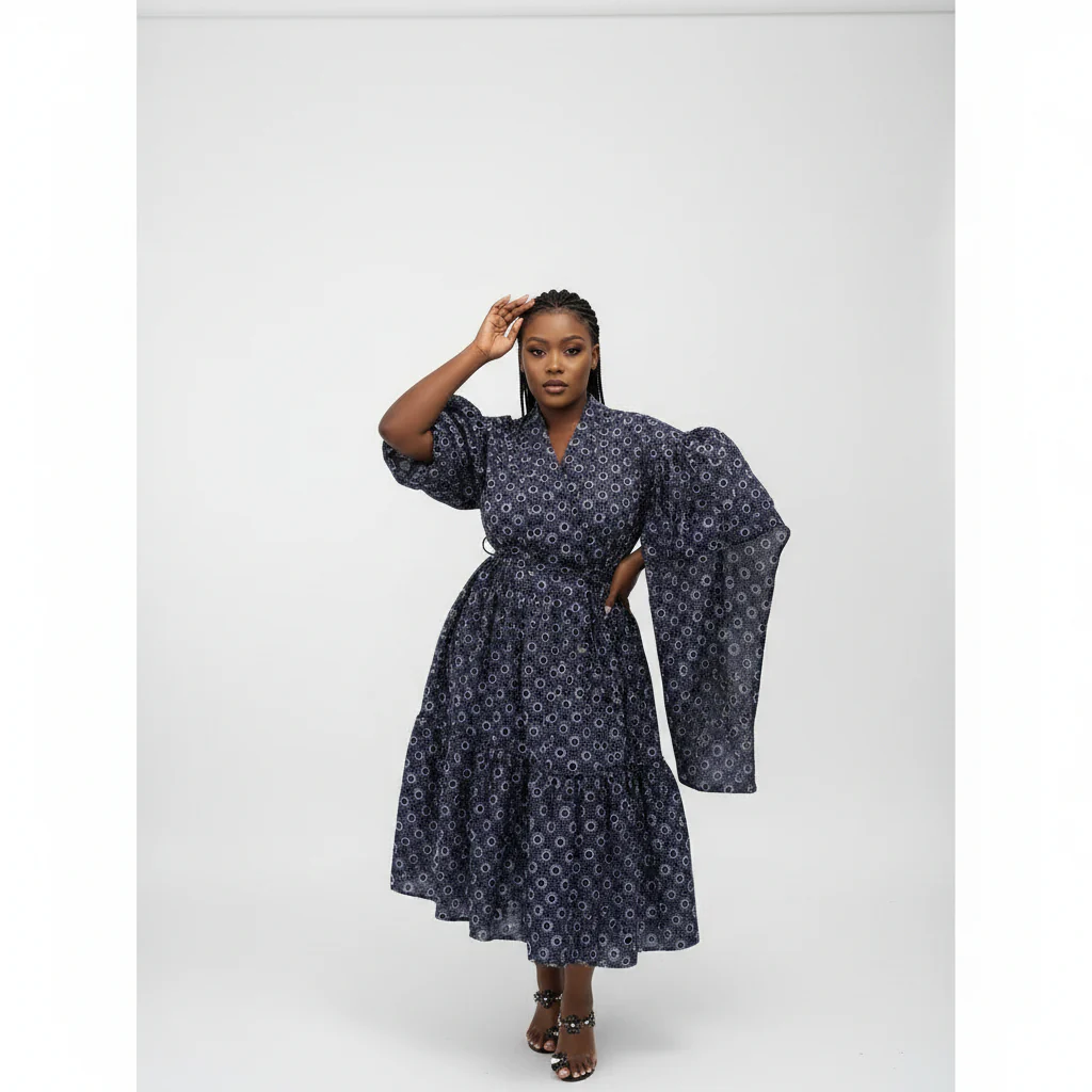 Ankara Pleated Traditional Maxi Dress. - Image 6