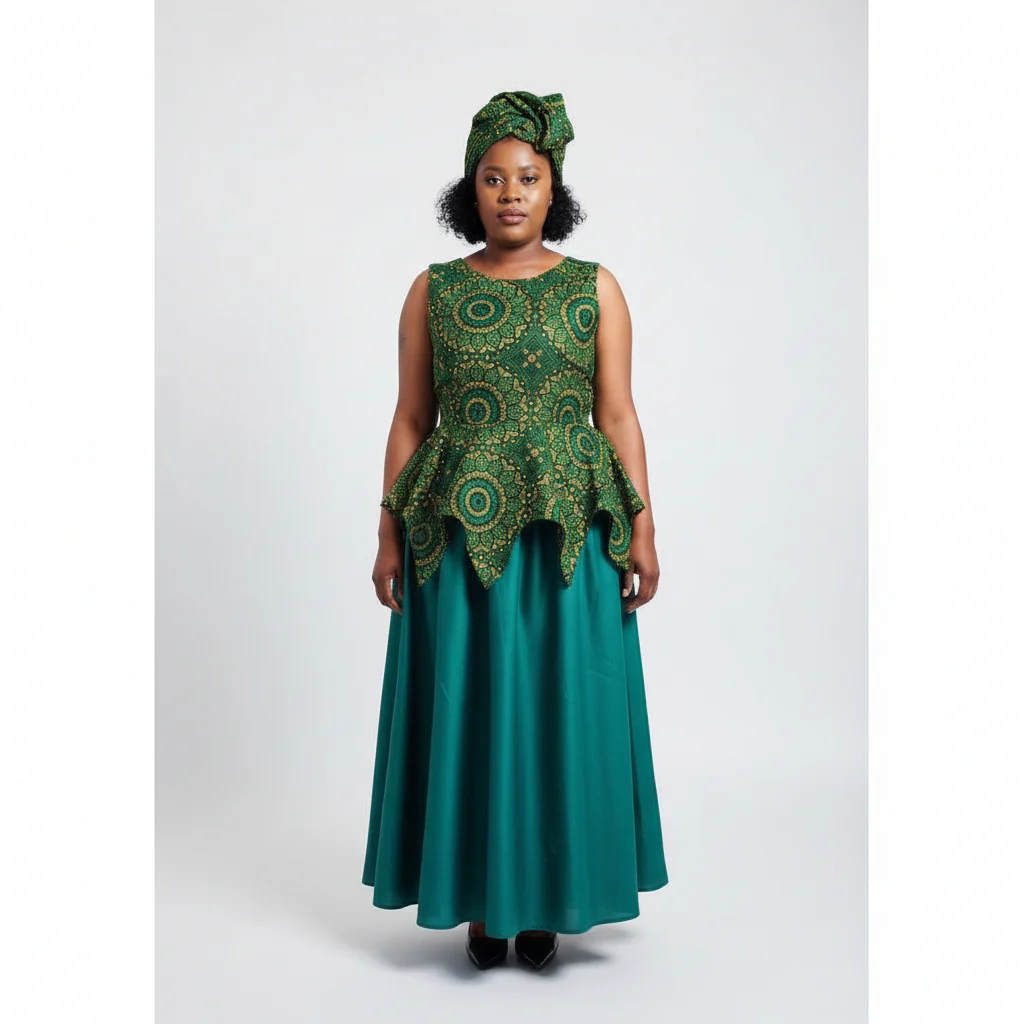 Ankara Sleeveless Tswana Traditional Dress