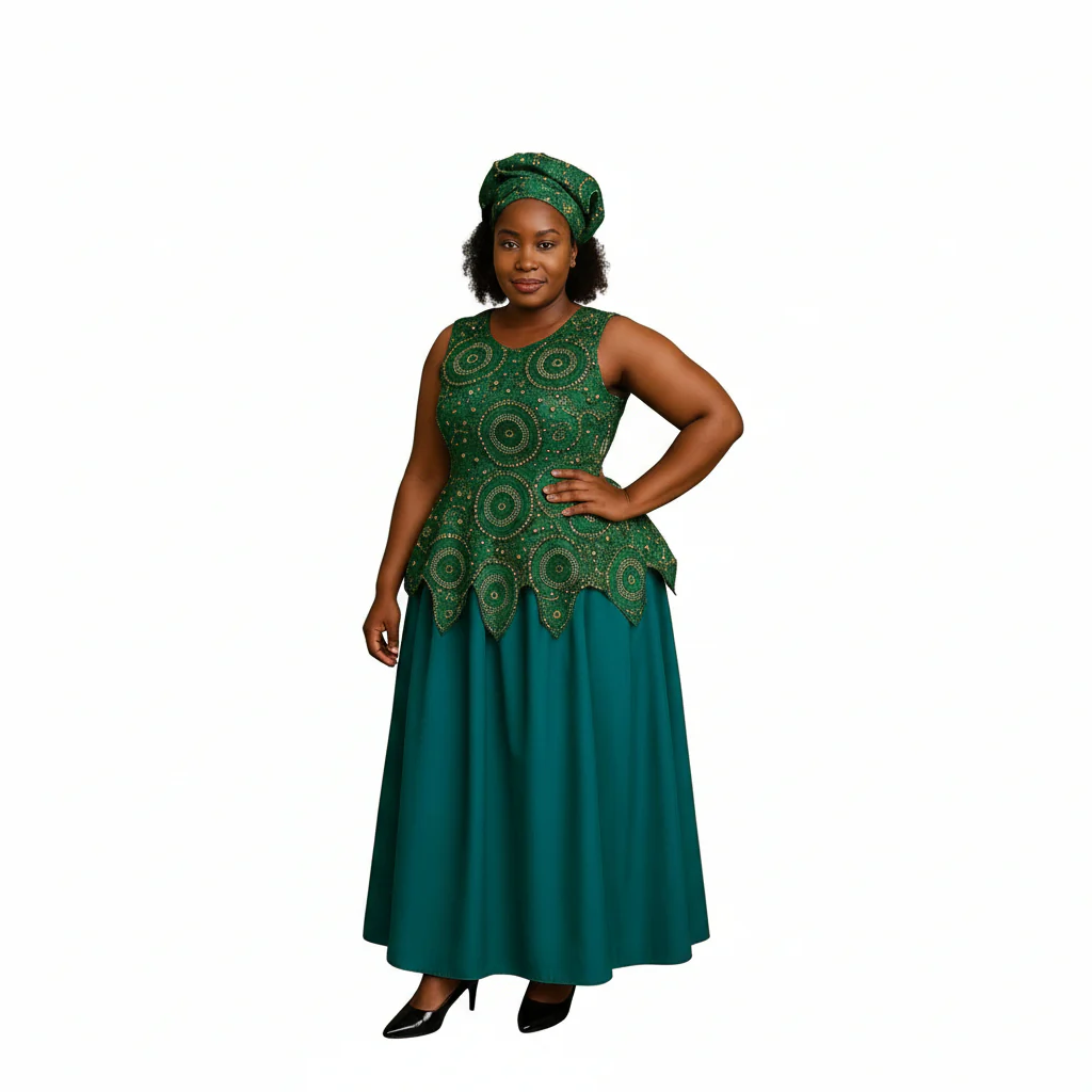 Ankara Sleeveless Tswana Traditional Dress - Image 3