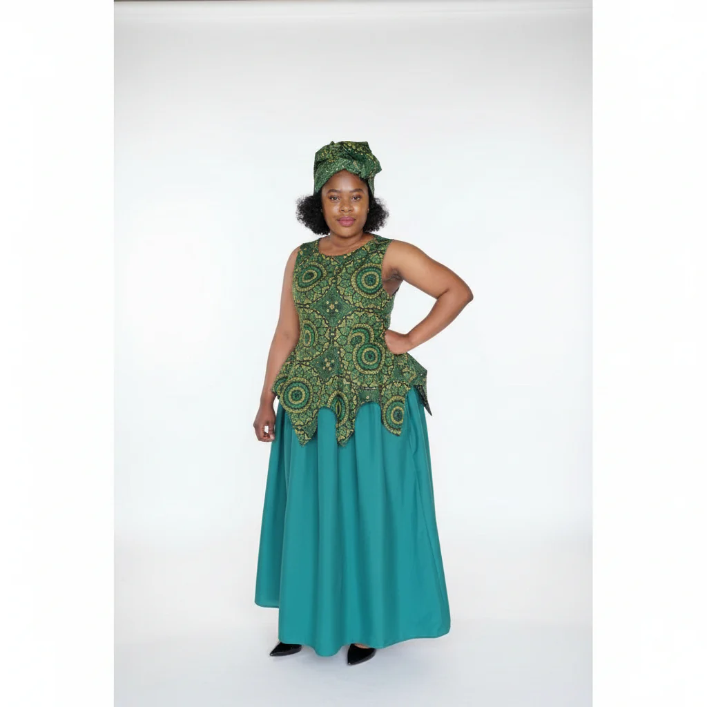 Ankara Sleeveless Tswana Traditional Dress - Image 4