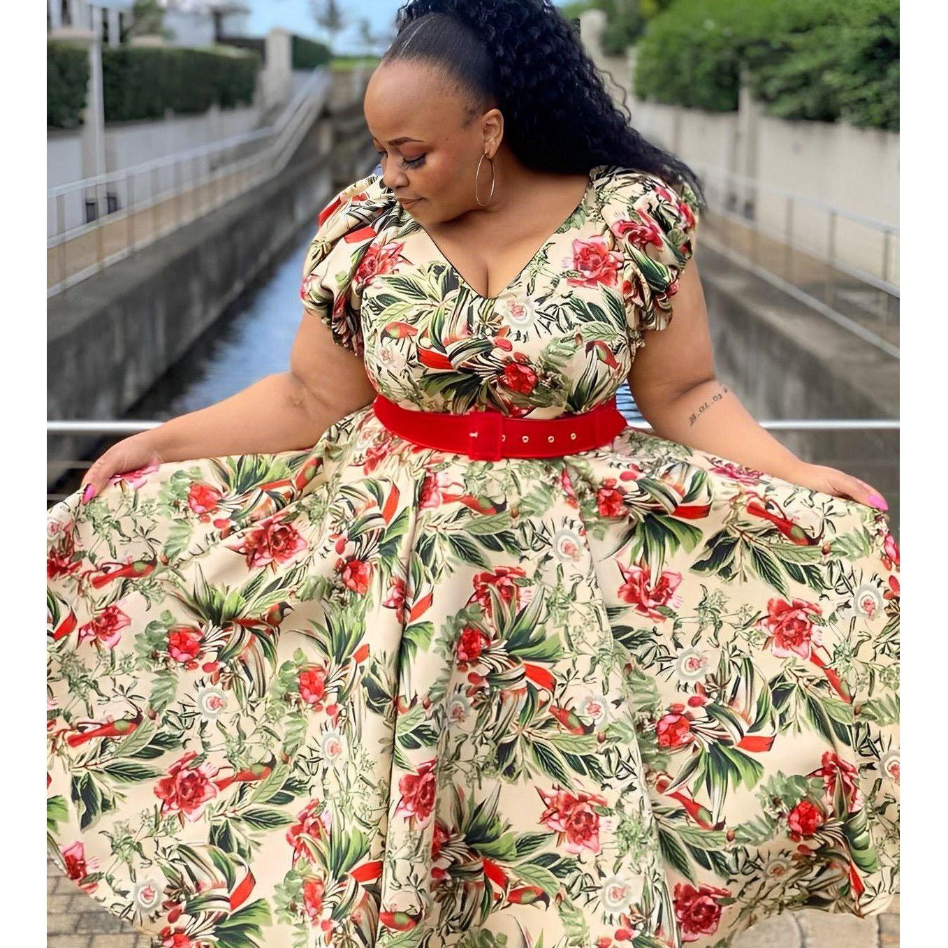 Ankara V-Neck Dress