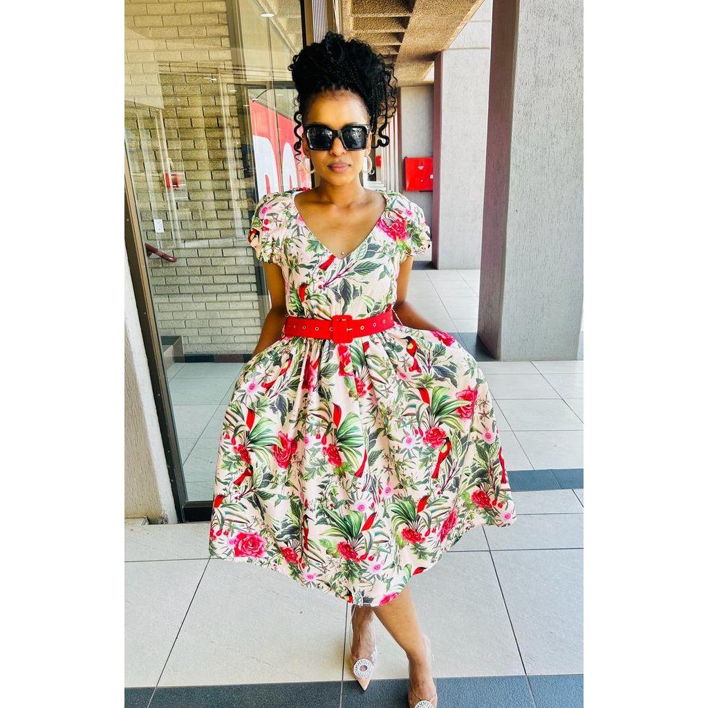 Ankara V-Neck Dress - Image 2