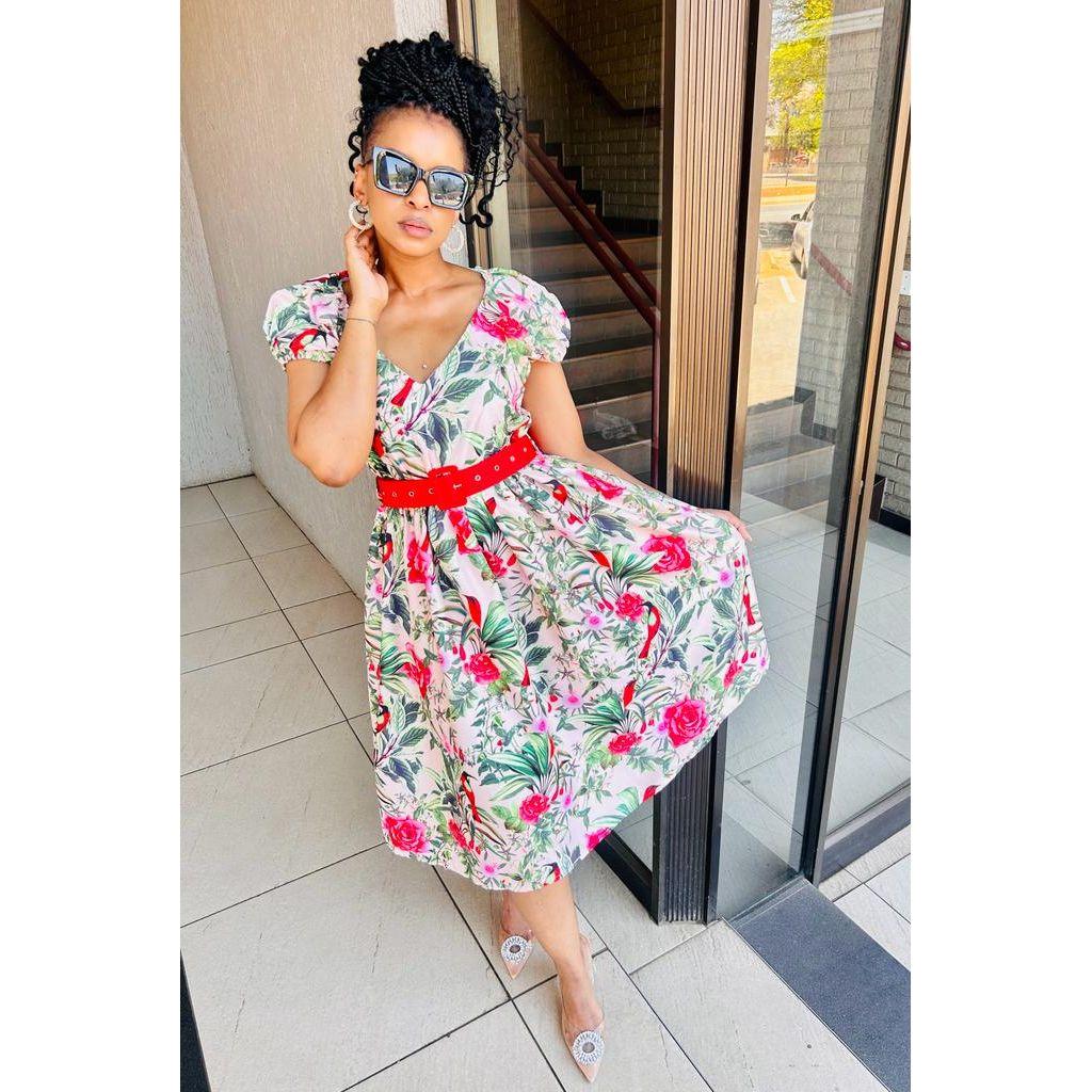Ankara V-Neck Dress - Image 3