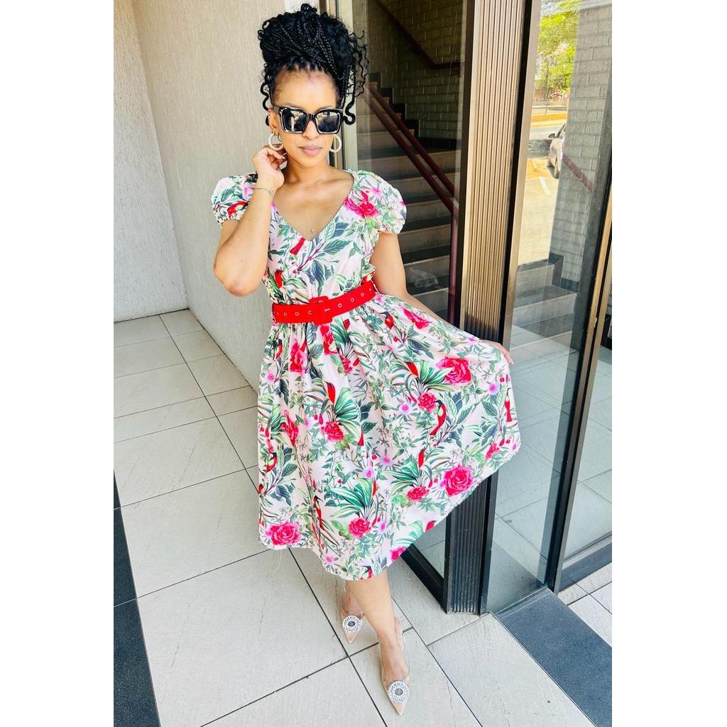 Ankara V-Neck Dress - Image 4