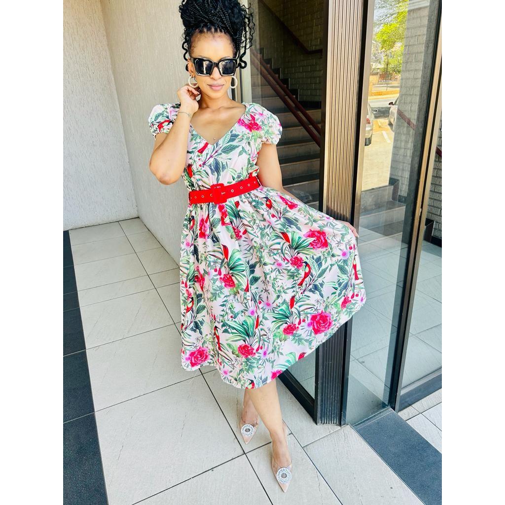 Ankara V-Neck Dress - Image 5