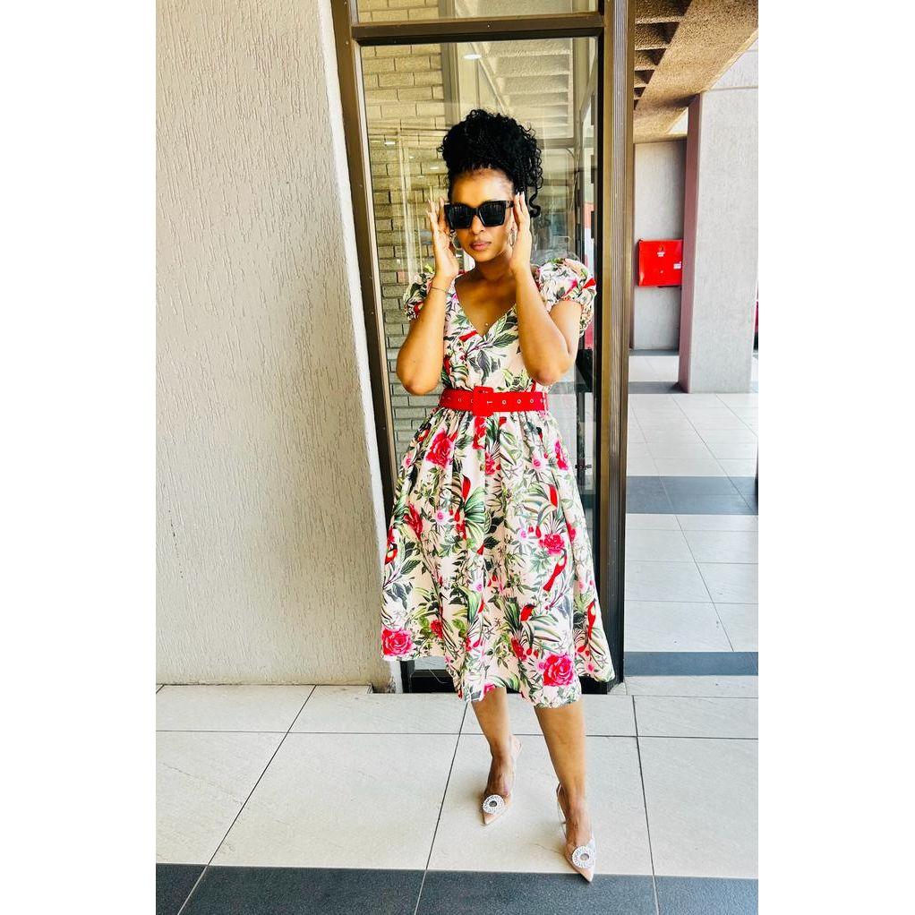 Ankara V-Neck Dress - Image 6