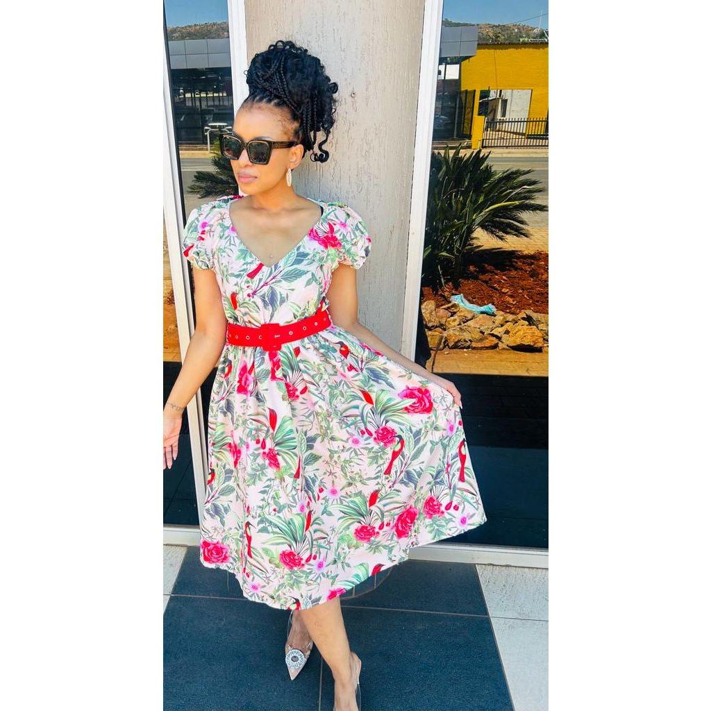 Ankara V-Neck Dress - Image 7