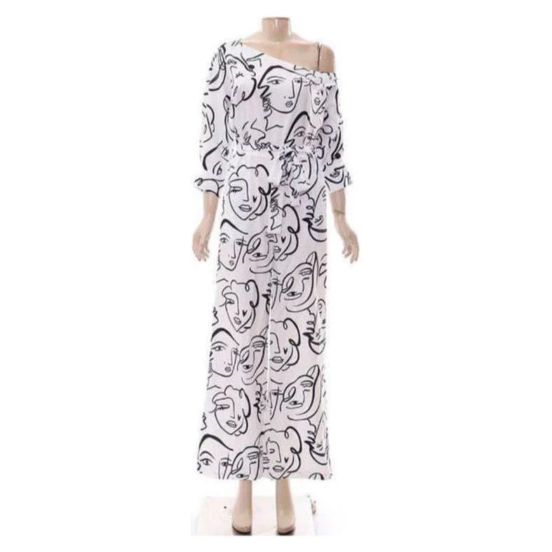 Asymmetrical Neck Drop Shoulder Wide Leg Jumpsuit. - Image 3