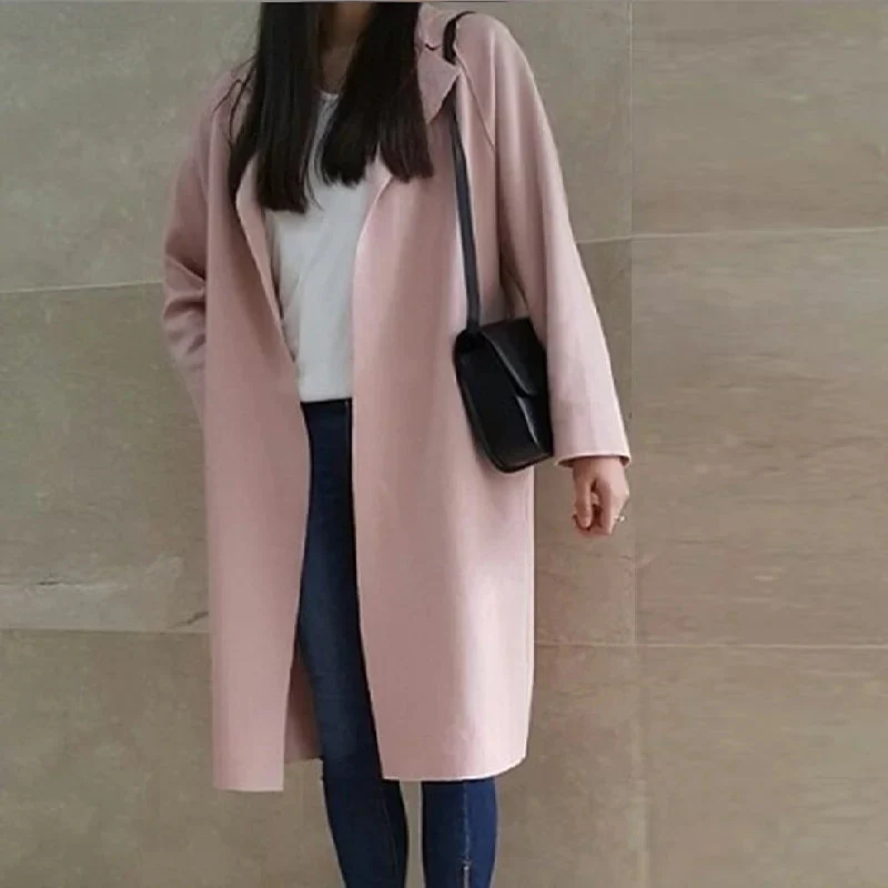 Autumn Turn-Down Collar Trench Coat - Image 3
