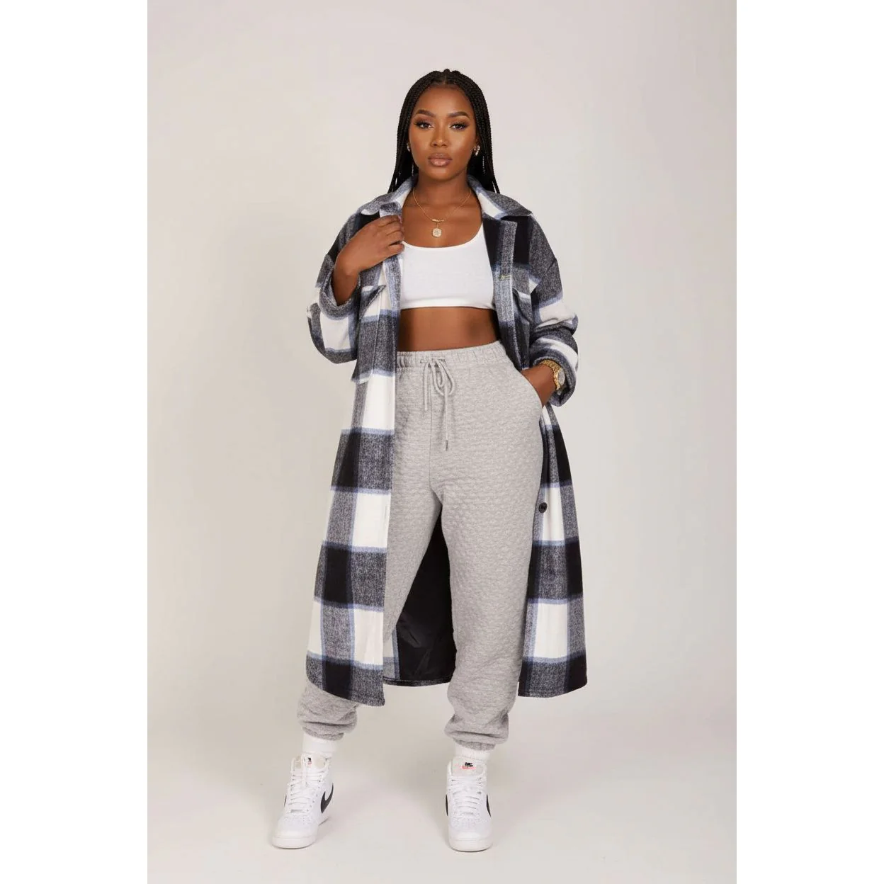 Plaid Winter Long Shirt - Image 2