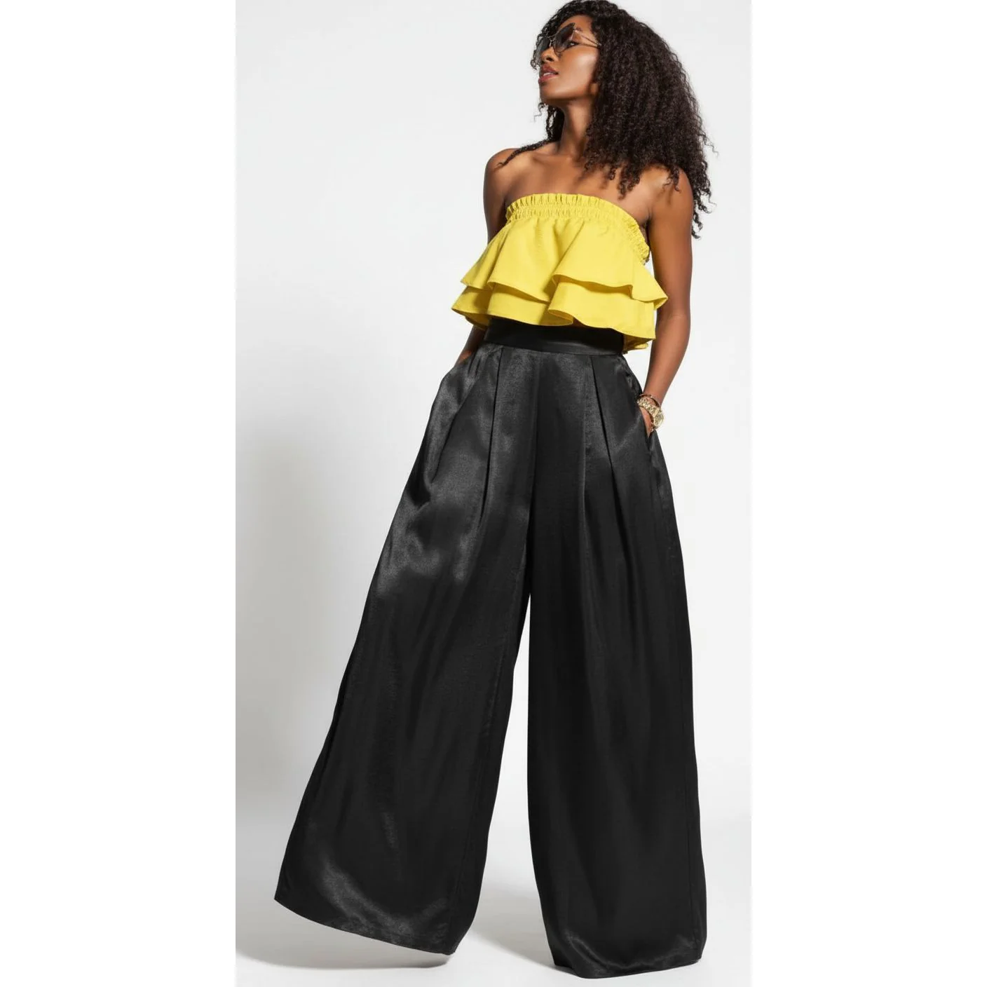 Loose Solid Color Haigh Waist Pant - Image 3