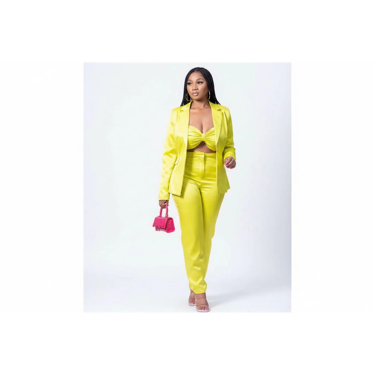 Elegant Solid Color Three Piece Outfit Set