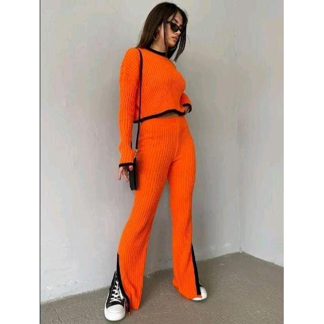 Casual Knitted Side Split Set - Image 8